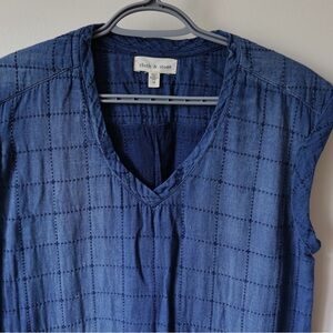 Cloth & Stone Indigo Checkered Blouse Soft fabric